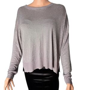 Zara Special Edition Heavy Rhinestone Embellished Grey Knit Sweater Small Luxe